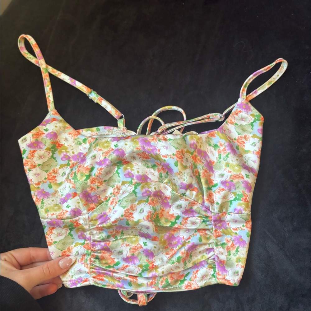 La Hearts Multicolor Floral Strappy Top